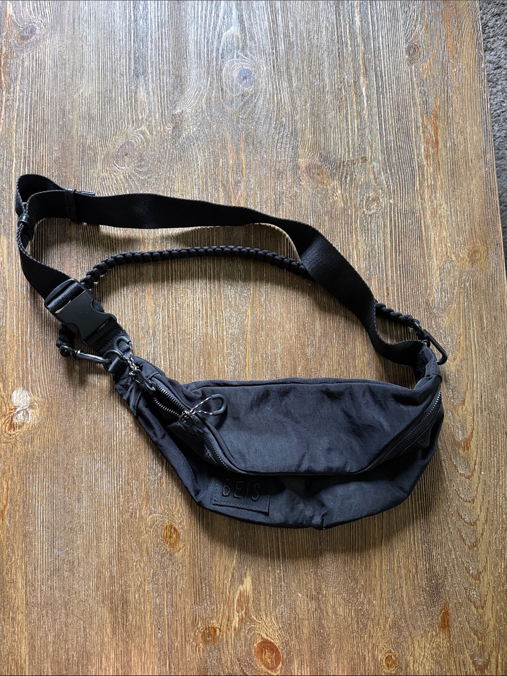 BEIS Black Nylon Crossbody Belt Bag